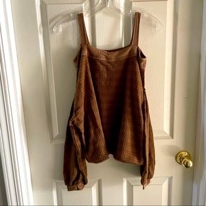 Brown Free People off the shoulder top